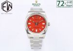EW Factory 2024 Replica Rolex Oyster Perpetual 36 Stainless Steel Strap Red  Dial Men Design Swiss Watch